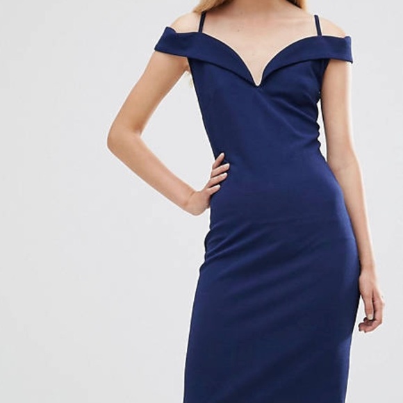 ASOS | Navy blue off the shoulder dress - Picture 1 of 5